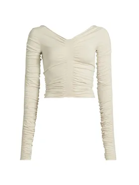 Women's Ruched V-Neck Top -...