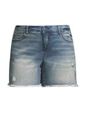 Women's Frayed Denim Shorts -...