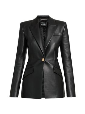 Women's Fitted Leather Blazer...