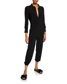 Spread-Collar Jog Jumpsuit