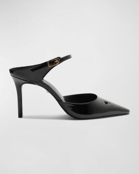 Laura Patent Buckle Mule Pumps