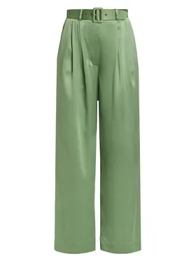 Women's Tuck Wide-Leg Silk...