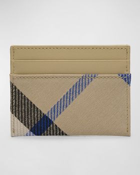 Check Leather Card Case