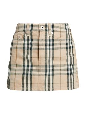 Women's Check Denim Miniskirt...