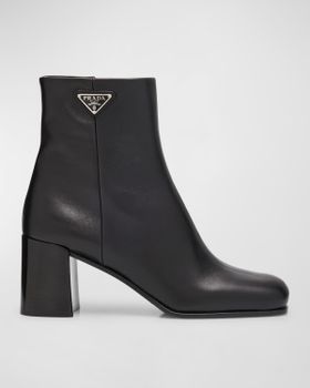 Calfskin Block-Heel Ankle...