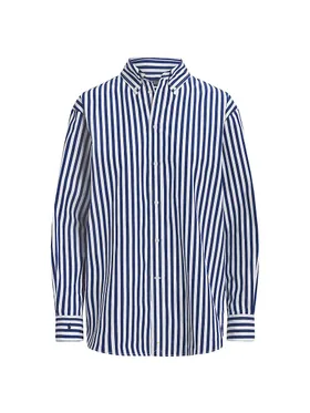 Women's Striped Button-Up...