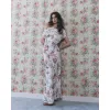 Cream Floral Asymmetric Neck...