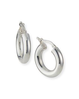 Domed Hoop Earrings, Silver