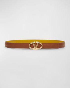 V-Logo Moon Leather Belt