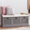 Lucy Cane Storage Bench, Grey