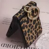 Fashion Leopard Pattern Hard PC Phone Case For Samsung Galaxy Z Flip 8 7 6 5 4 3 5G Flip 7 Fe And an Diamond-Plated Ring Buckle