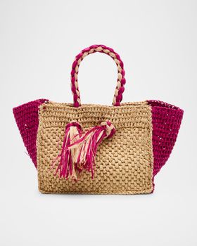 Lucas Mini Tassel Raffia Tote...