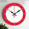 2D flat wooden wall clock -...