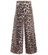 Leopard-print wide-leg jeans