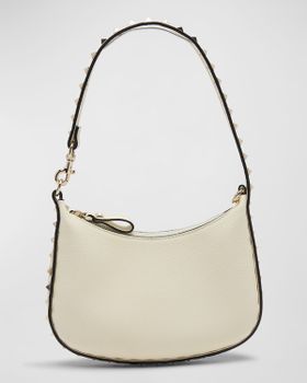 Rockstud Grain Leather Hobo...