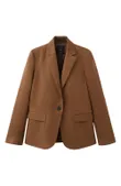 MANGO Linen Suit Blazer in...