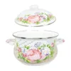 Enamel Soup Pot Stockpot Rose...