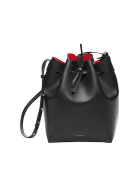 Women's Leather Bucket Bag -...