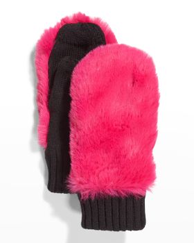 Faux-Fur Knit Mittens