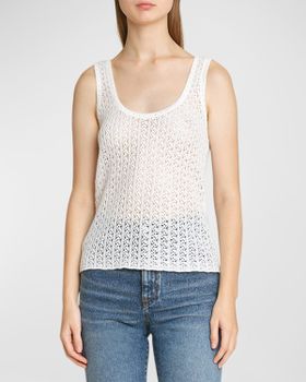 Pointelle Scoop-Neck Tank Top