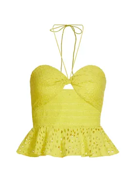 Women's Halter Eyelet Peplum...