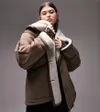 Topshop Curve faux shearling...