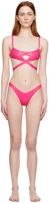 The Attico Pink Cutout Bikini