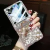 for Samsung Galaxy Z Flip 7 Glitter Case with Hinge Protection Ring Holder, Cute Luxury 3D Crown Bling Sparkle Crystal Rhinestones Diamond Gems Women Girls Case for Galaxy Z Flip 7 5G, Silver