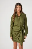 Women's Satin Mini Wrap Dress...