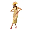 Coast Lisa Tan Pleated Floral...